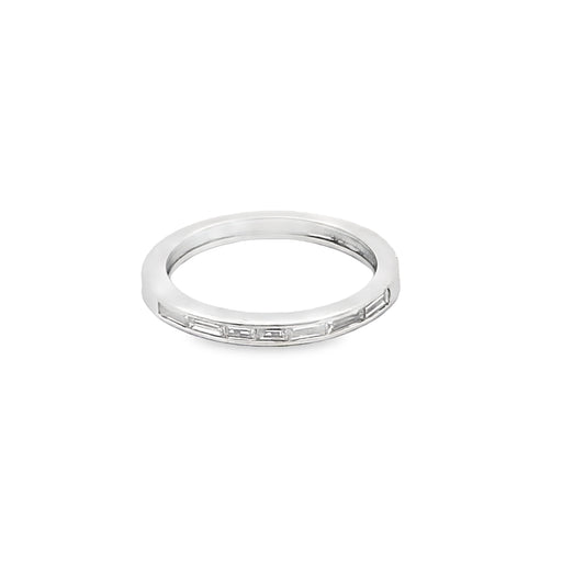 Baguette-Cut Channel Set Diamond Halfway Ring in 14K White Gold