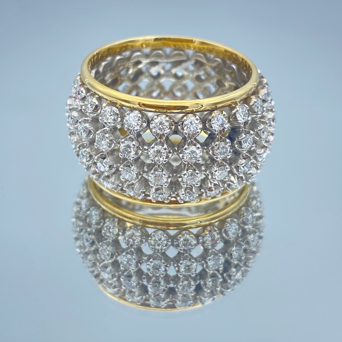 Two Tone Diamond Eternity Ring 14K White and Yellow Gold