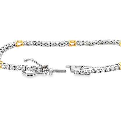 Alternating Fancy Yellow Diamond Tennis Bracelet in 14K White Gold