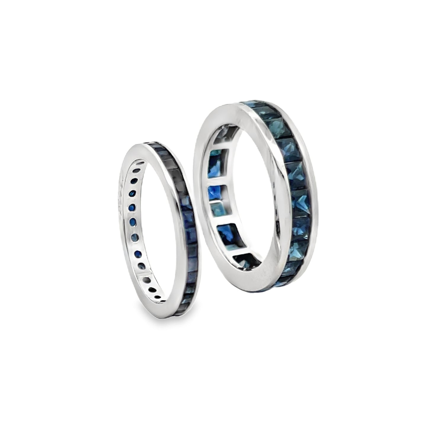 Channel Set Princess-Cut Sapphire Eternity Ring in 14K White Gold