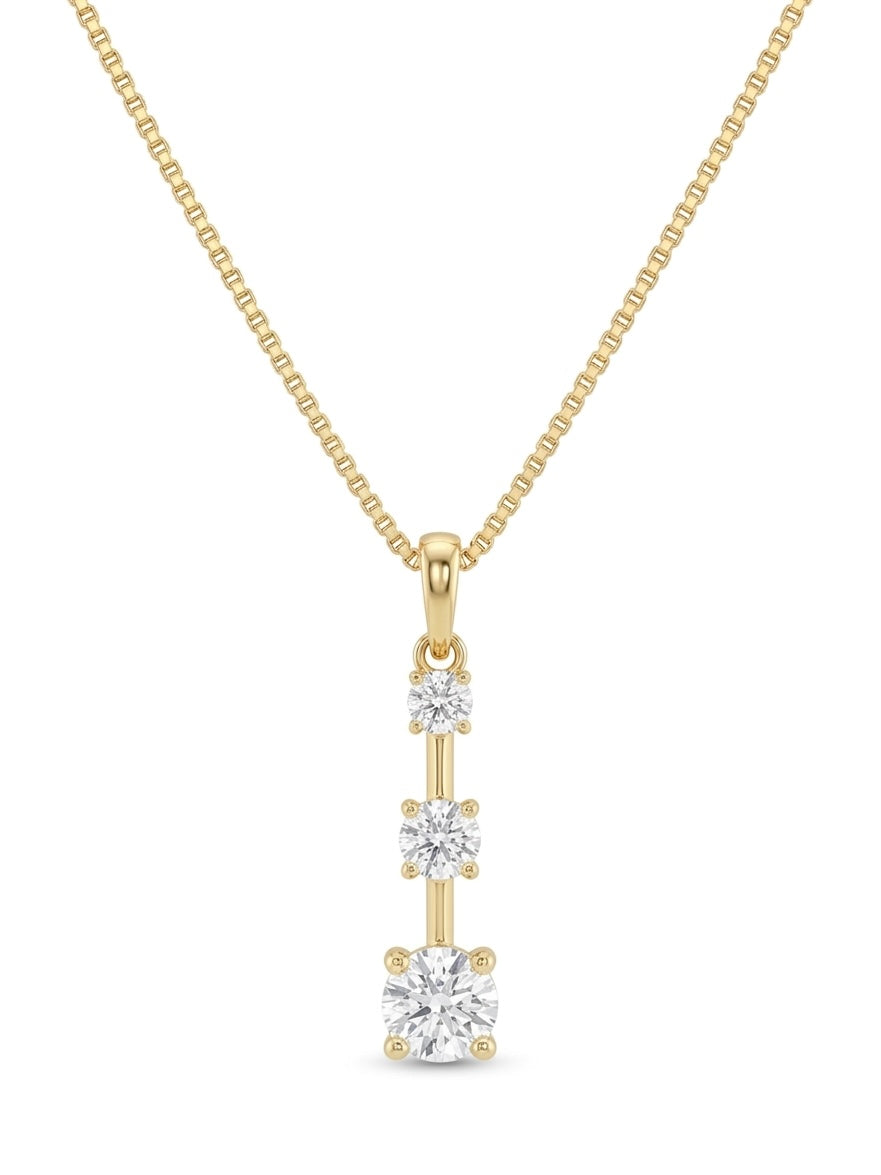 Flexible Diamond Gradual Linear Pendant in 14K Yellow Gold