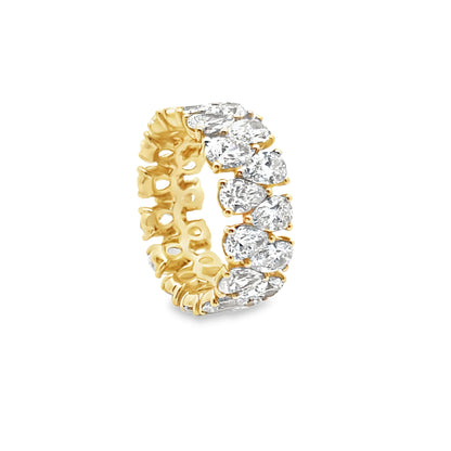 Pear-Cut Double Row Diamond Eternity Band in 14K Yellow Gold