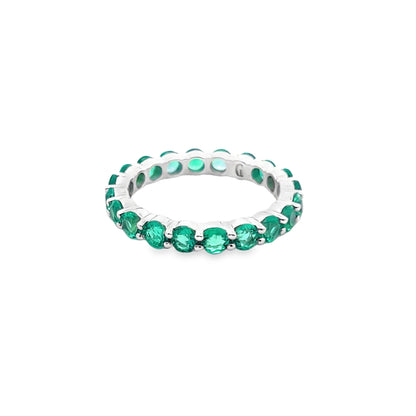 Emerald Stone Eternity Band in 14K White Gold