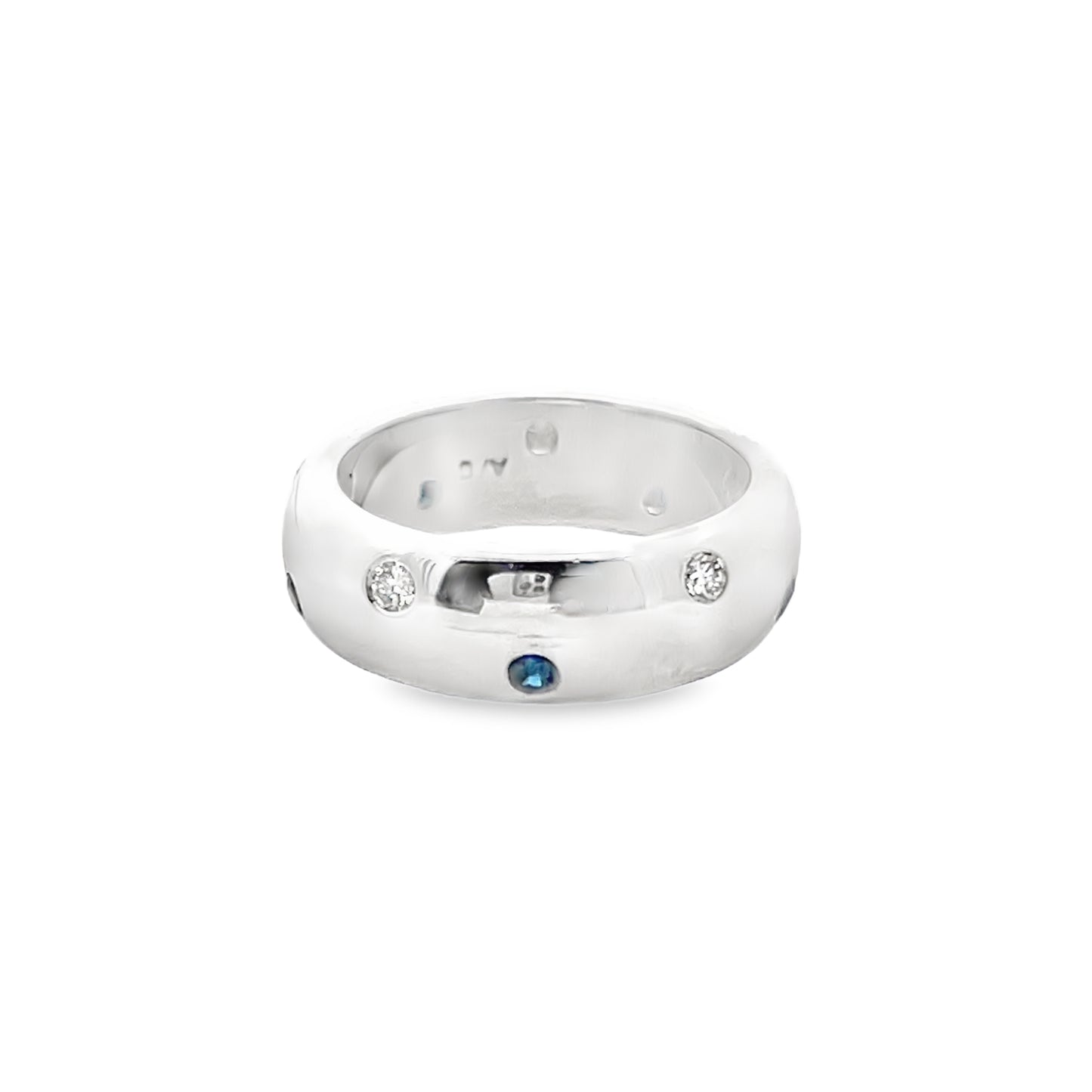 Diamond and Sapphire 14K White Gold Band