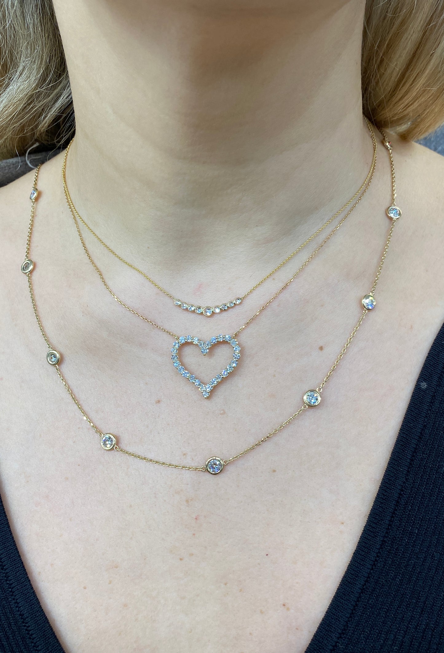 Heart Shape Diamond Pendant Necklace in 14K Yellow Gold