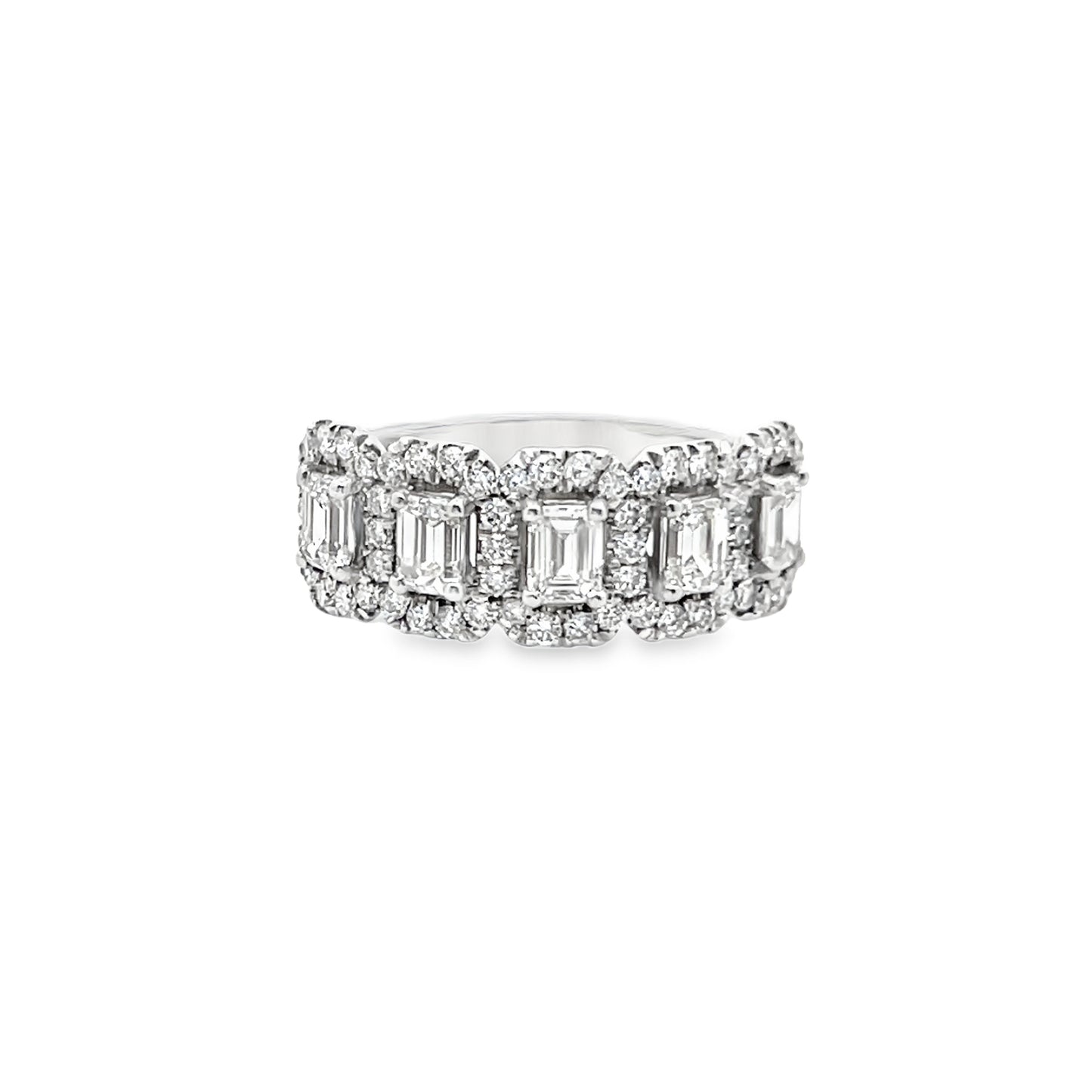 Five-Stone Diamond Halo Ring in 14K White Gold