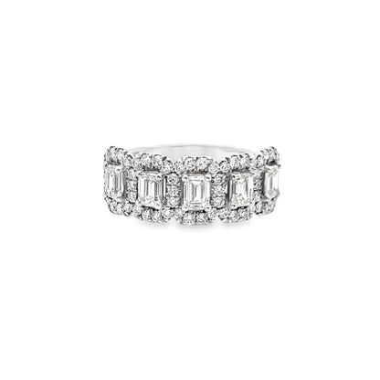 Five-Stone Diamond Halo Ring in 14K White Gold