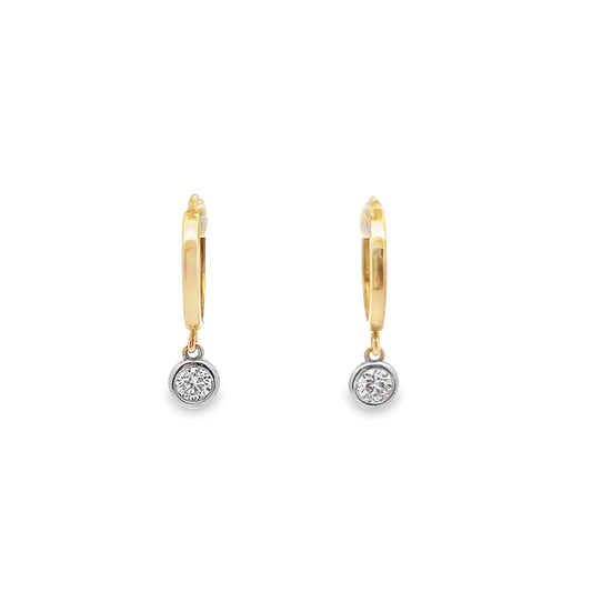 Floating Diamond Hoop Earrings in 14K Yellow Gold