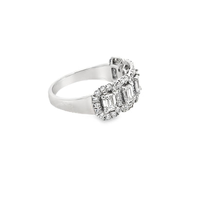 Five-Stone Diamond Halo Ring in 14K White Gold