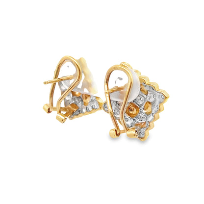 Square Diamond Lever Back Earrings in 14K Yellow Gold