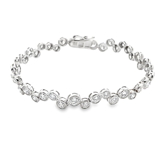 Bezel-Set Bubble Diamond Tennis Bracelet in 14K White Gold