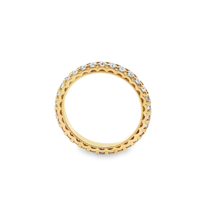 Milgrain Filigree Round-Cut Thin Diamond Eternity Ring in 14K Yellow Gold