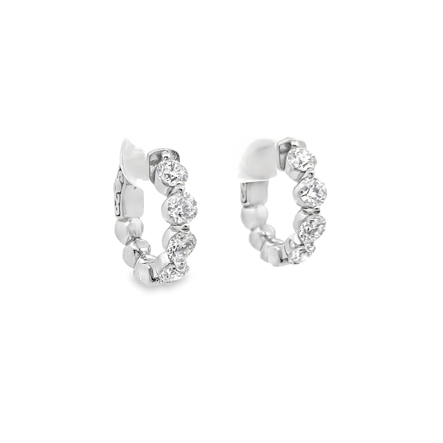 LKS Floating Diamond Hoop Earring in 14K White Gold