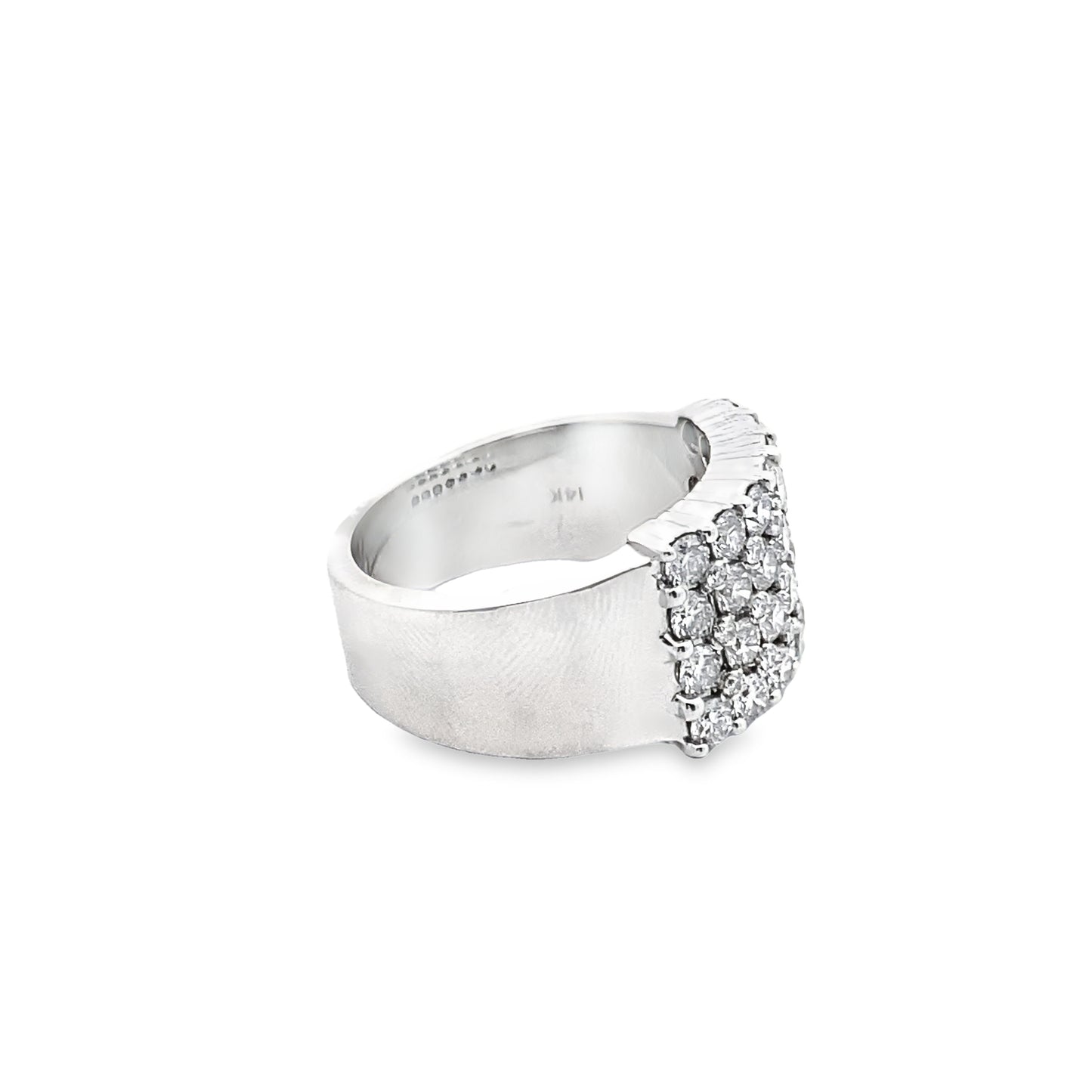 Multi Row Round-Cut Diamond Ring in 14K White Gold