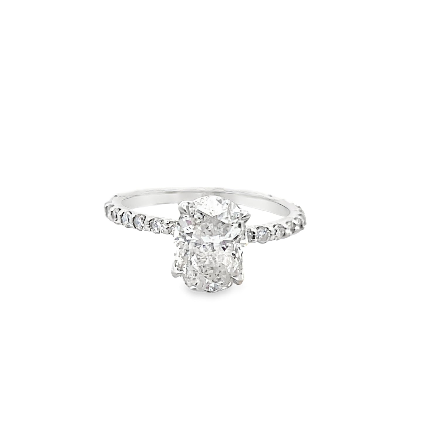 Oval-Cut Diamond Engagement Ring in 14K White Gold