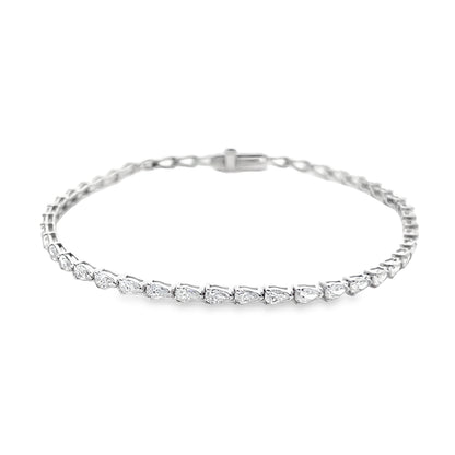 Pear Shaped Diamond Tennis Bracelet in 14K White Gold