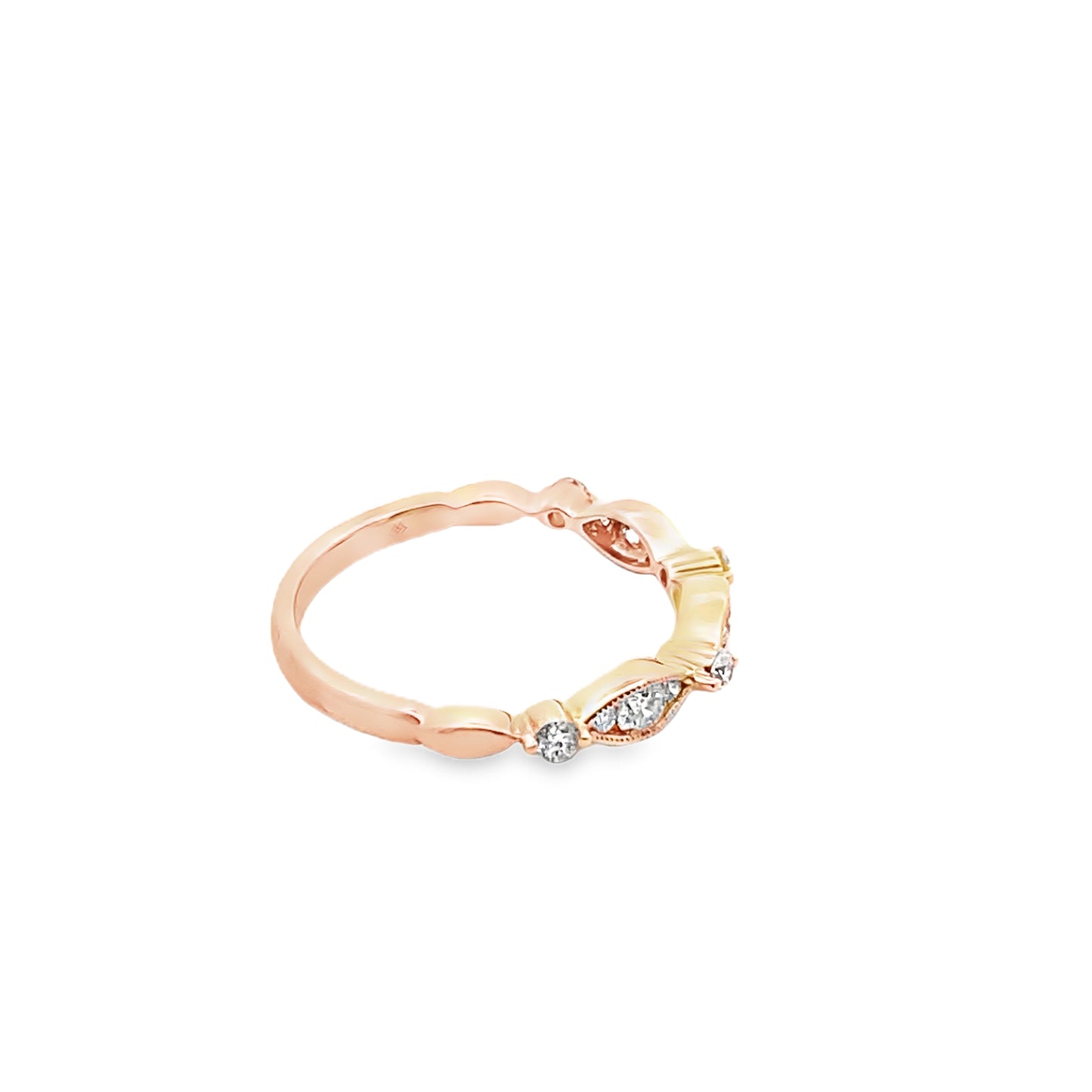 Diamond Vintage Marquise Shaped Halfway Band in 14K Gold