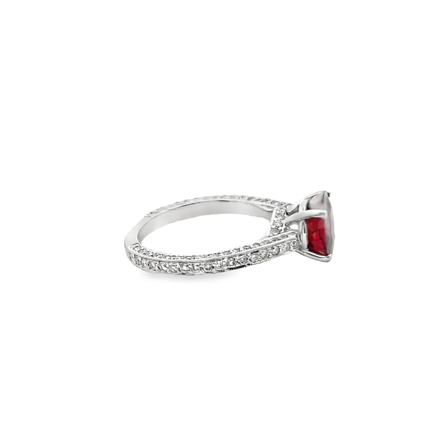 Round-Cut Tourmaline and Diamond Ring in 18K White Gold