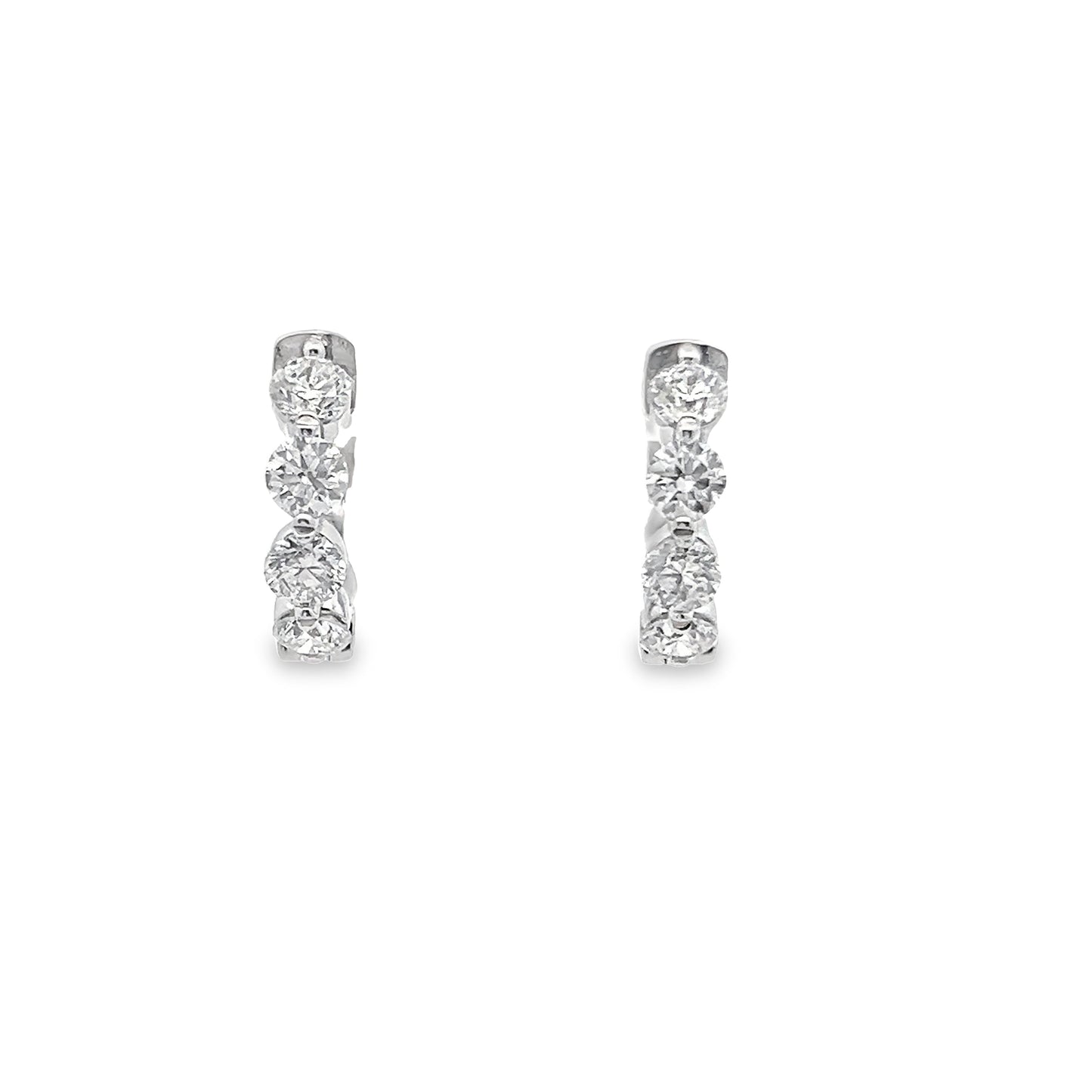 LKS Floating Diamond Hoop Earring in 14K White Gold