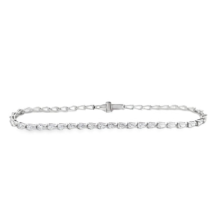 Pear Shaped Diamond Tennis Bracelet in 14K White Gold