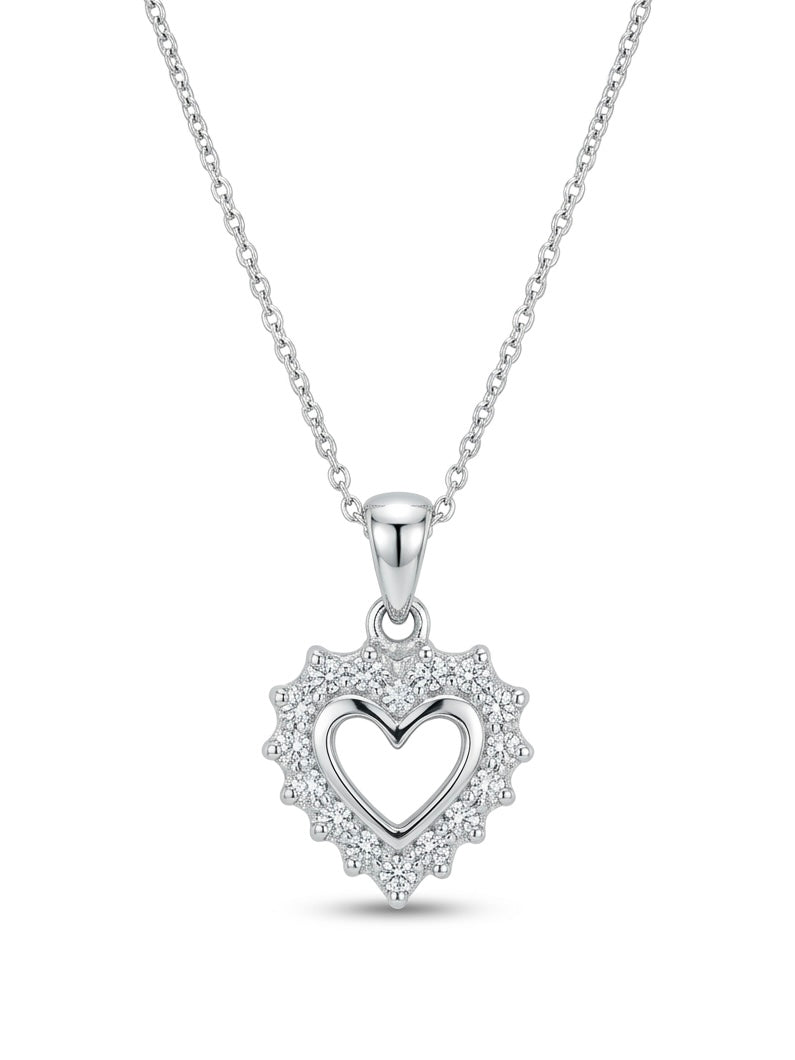 Mini Diamond Heart Diamond Pendant in 14K White Gold