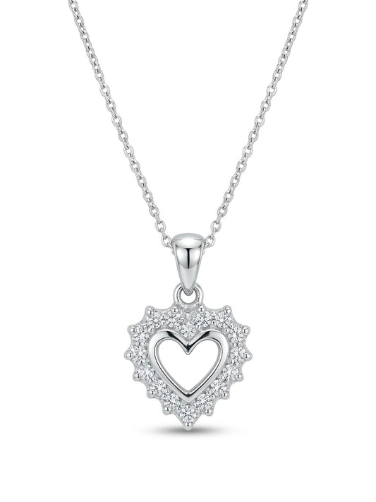 Mini Diamond Heart Diamond Pendant in 14K White Gold