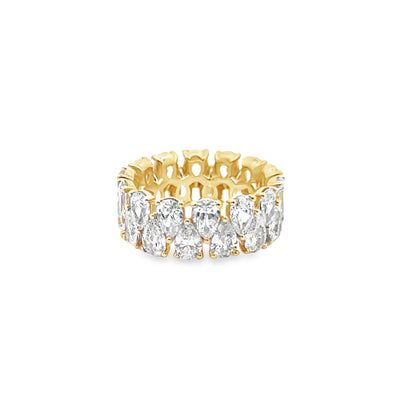 Pear-Cut Double Row Diamond Eternity Band in 14K Yellow Gold