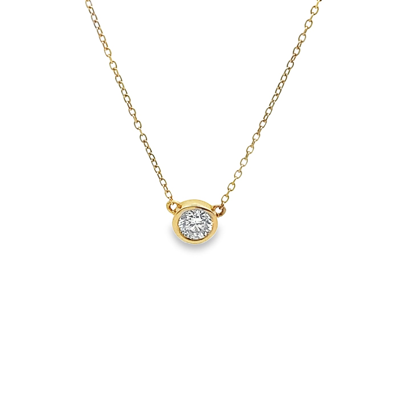 Bezel Set Round Brilliant-Cut Diamond Pendant in 14K Yellow Gold