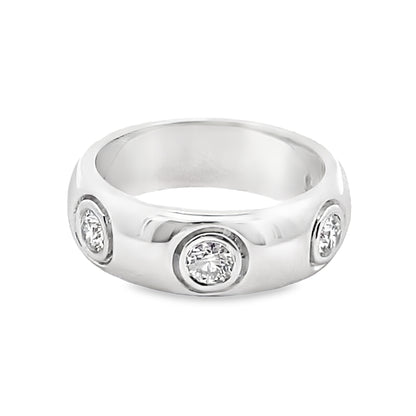 Round-Cut Bezel Diamond Men's Wedding Ring in 14K White Gold