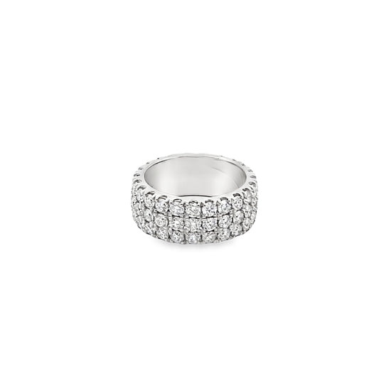 Three Row Pave Diamond Eternity Ring in 14K White Gold