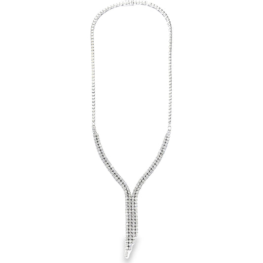 Asymmetric Drop Diamond Necklace in 18K White Gold