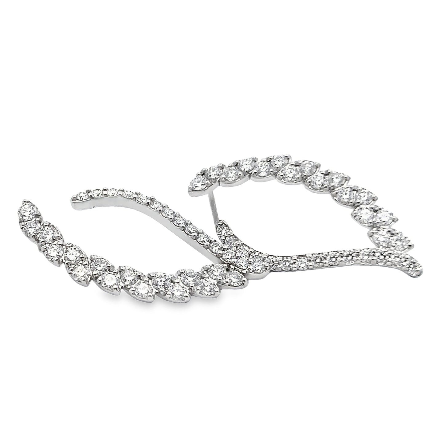 Angel Wing Diamond Earrings in 14K White Gold