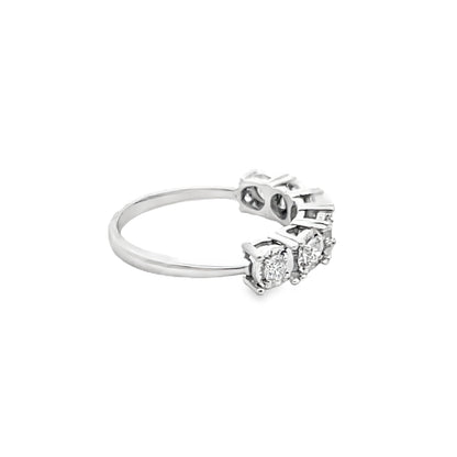 Seven-Stone Round Brilliant-Cut Diamond Ring in 14K White Gold