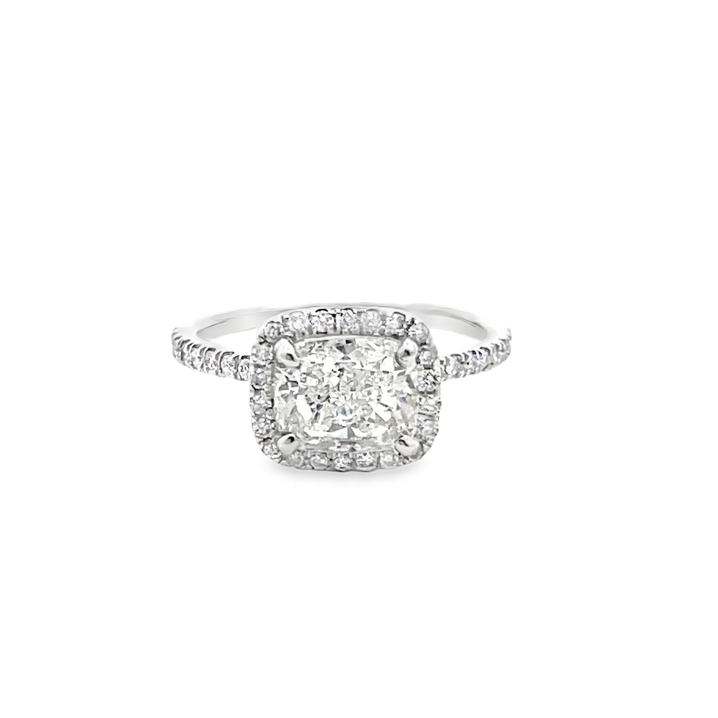 Halo Cushion-Cut Diamond Engagement Ring in Platinum