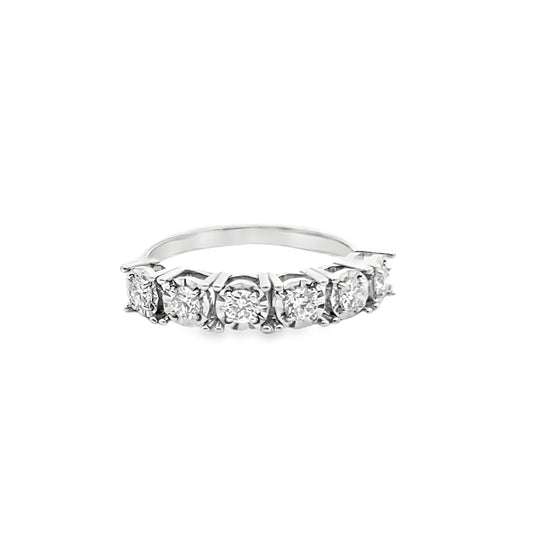 Seven-Stone Round Brilliant-Cut Diamond Ring in 14K White Gold