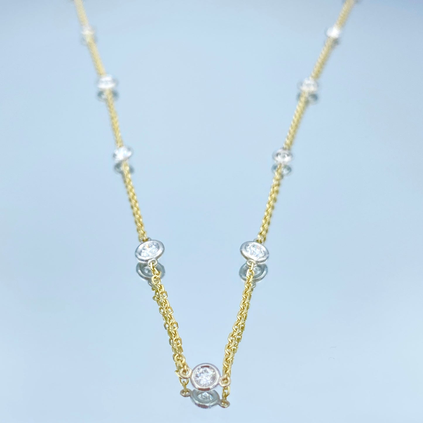 Two-Tone Diamond by the Yard Necklace in 14K Yellow and White Gold - L and L Jewelry