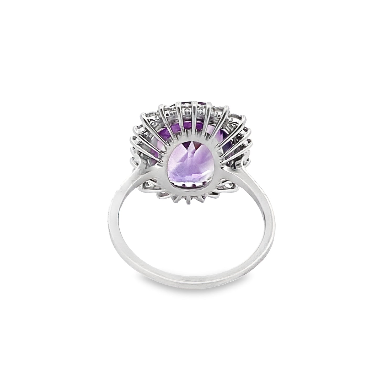 Amethyst Ring with a Diamond Halo in 14k White Gold