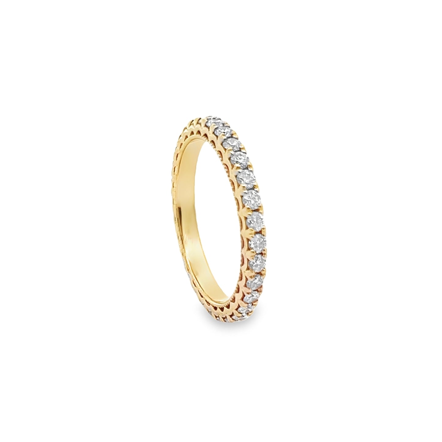 Milgrain Filigree Round-Cut Thin Diamond Eternity Ring in 14K Yellow Gold