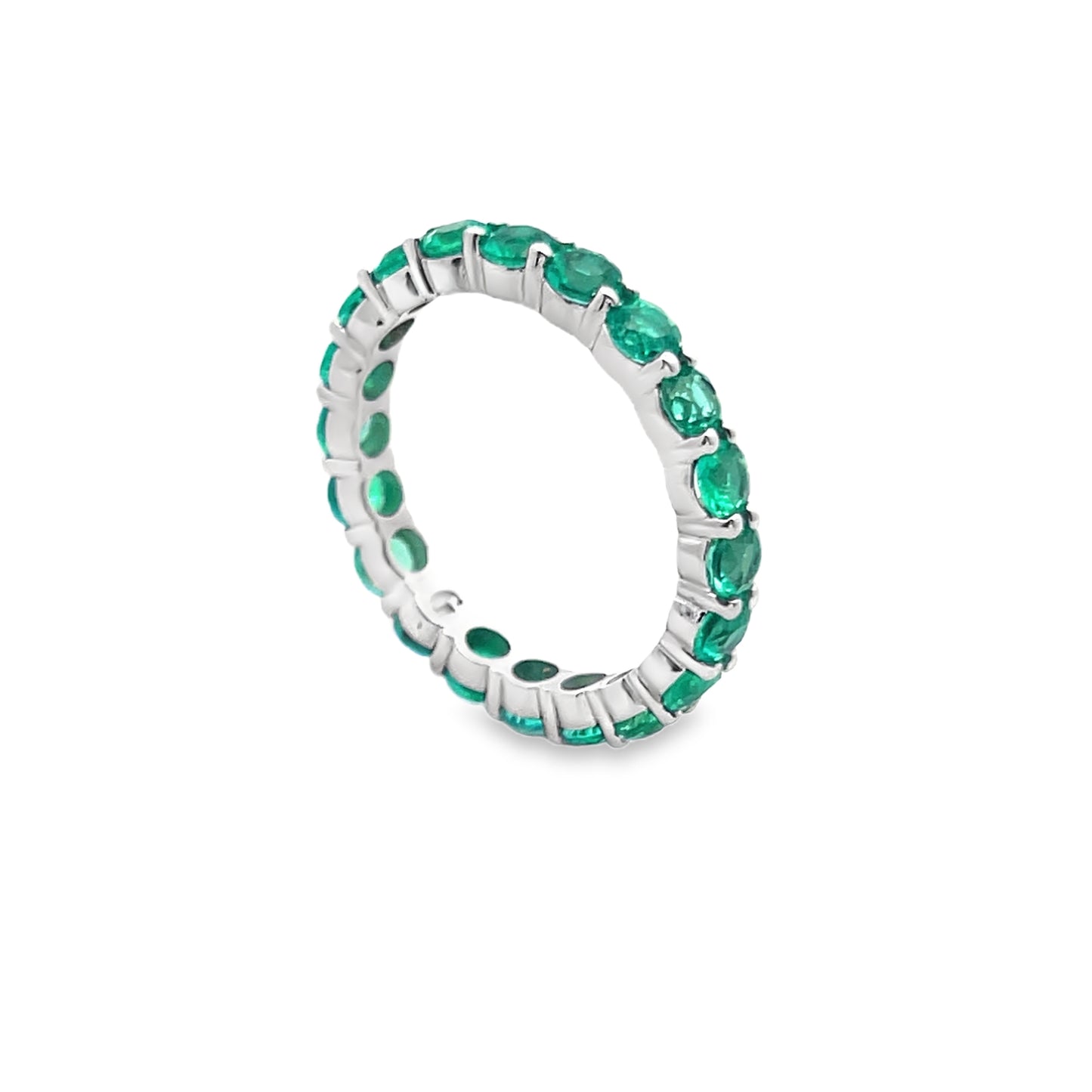 Emerald Stone Eternity Band in 14K White Gold