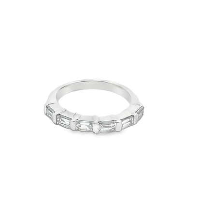 Emerald Cut Halfway Diamond Eternity Band in 18K White Gold