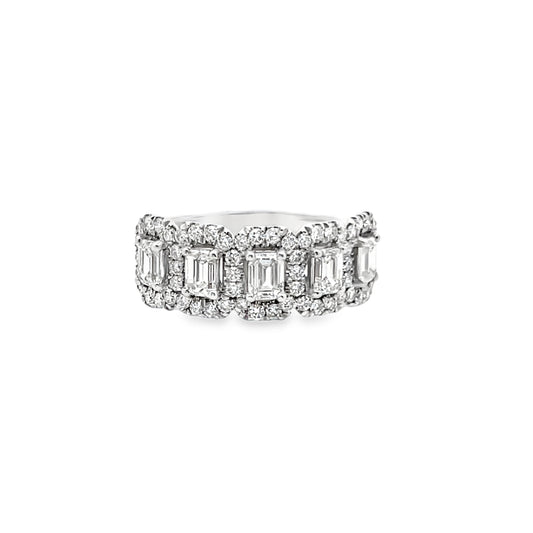 Five-Stone Diamond Halo Ring in 14K White Gold