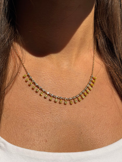 Pear Cut Yellow Diamond Necklace in 14K Yellow Gold
