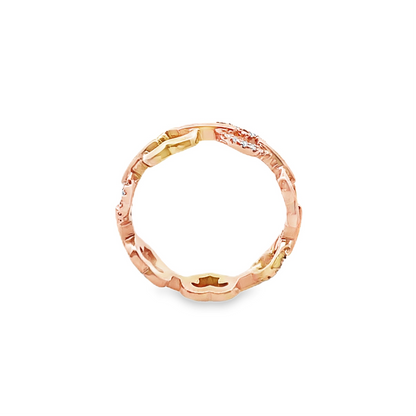 Diamond Heart Link Ring in 14K Rose Gold