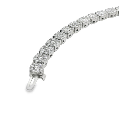 Cluster Diamond Tennis Bracelet in 14K White Gold