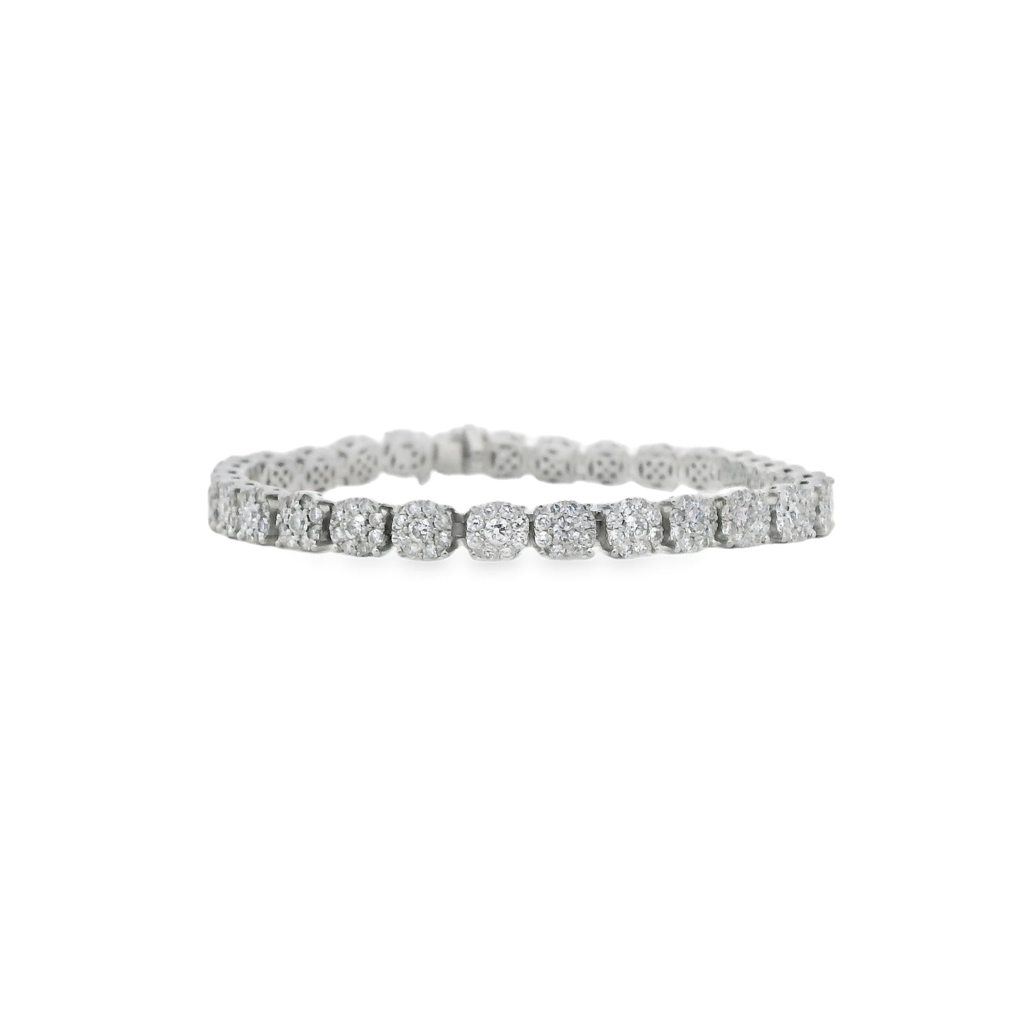 Cluster Diamond Tennis Bracelet in 14K White Gold