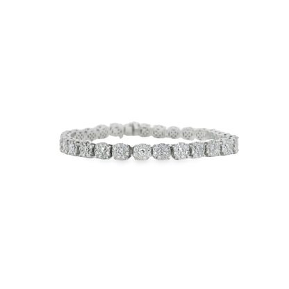 Cluster Diamond Tennis Bracelet in 14K White Gold