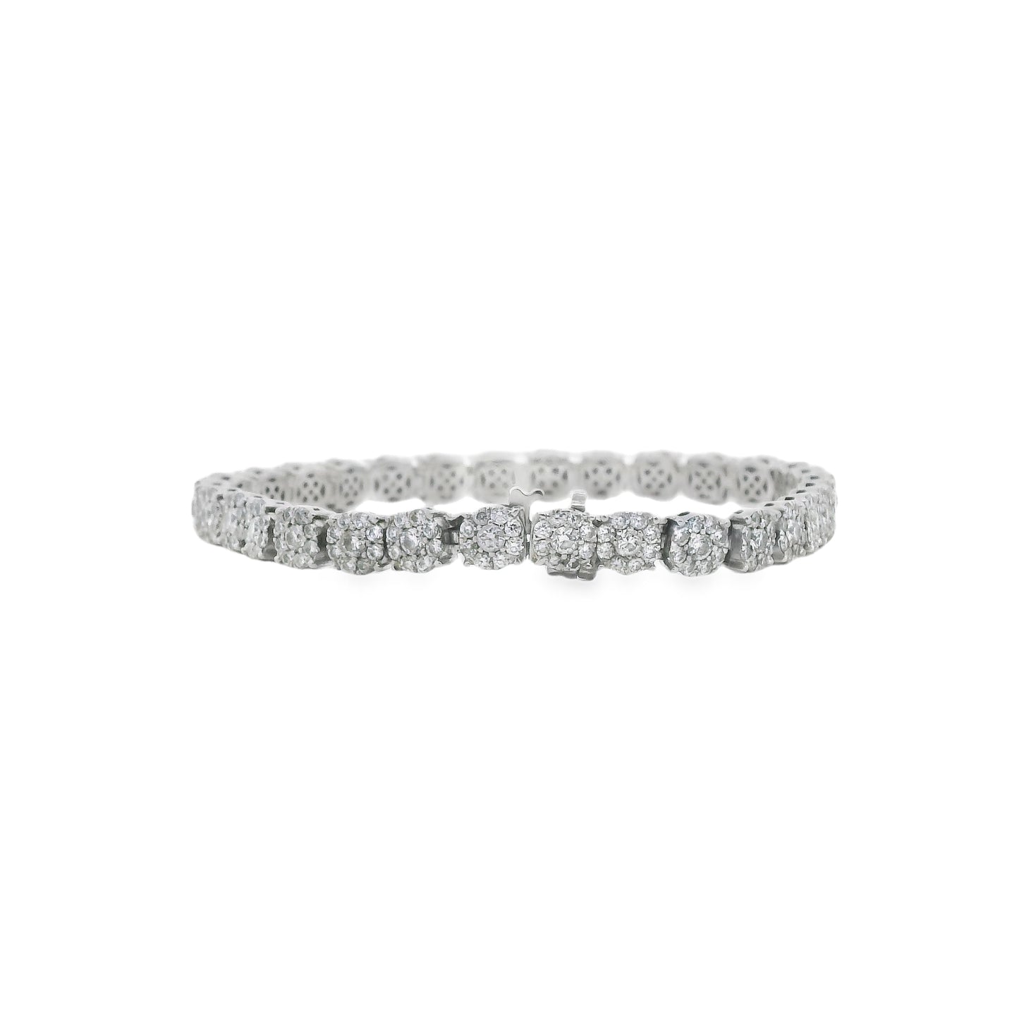 Cluster Diamond Tennis Bracelet in 14K White Gold