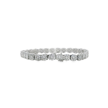 Cluster Diamond Tennis Bracelet in 14K White Gold