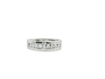Channel Set Princess-Cut Diamond Men's Wedding Ring in 14K White Gold