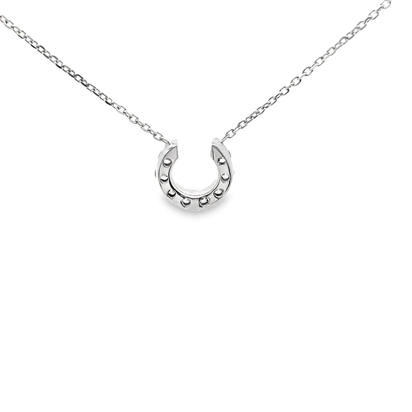 Horse Shoe Diamond Pendant in 14K White Gold